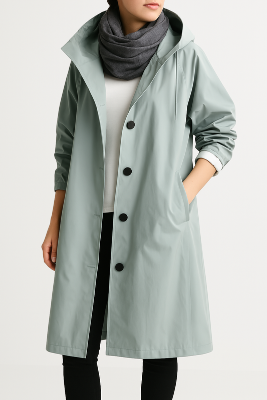 Button-Up Hooded Trench Coat