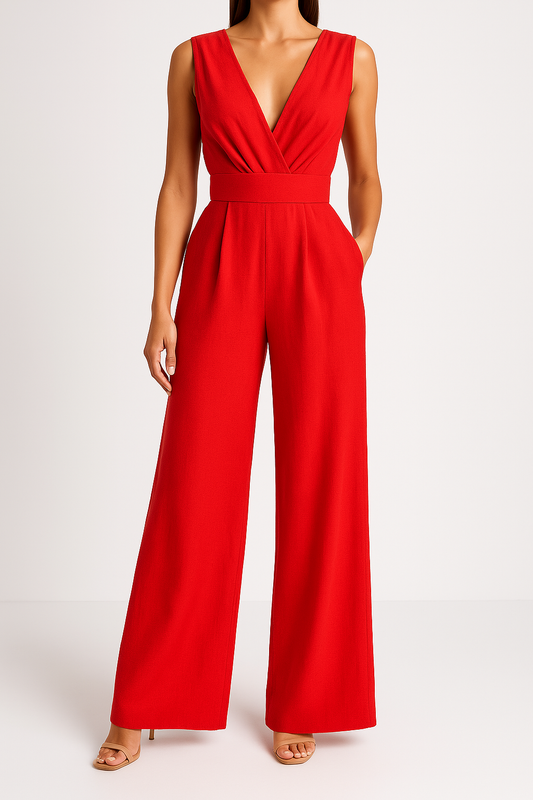 Slim Fit High Waist Wide Leg Jumpsuit