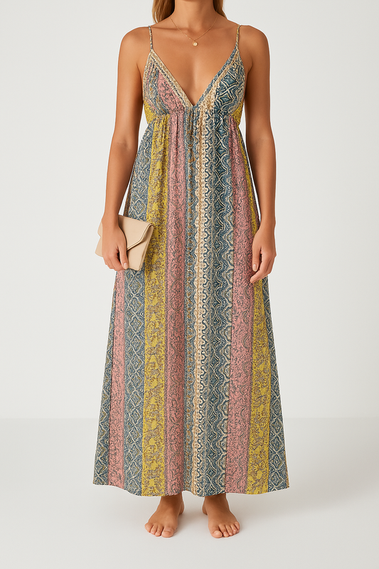 Flowy Cotton Blend Spaghetti Strap Maxi Dress