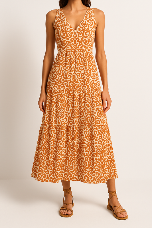 Abstract Print Relaxed Fit Midi Dress