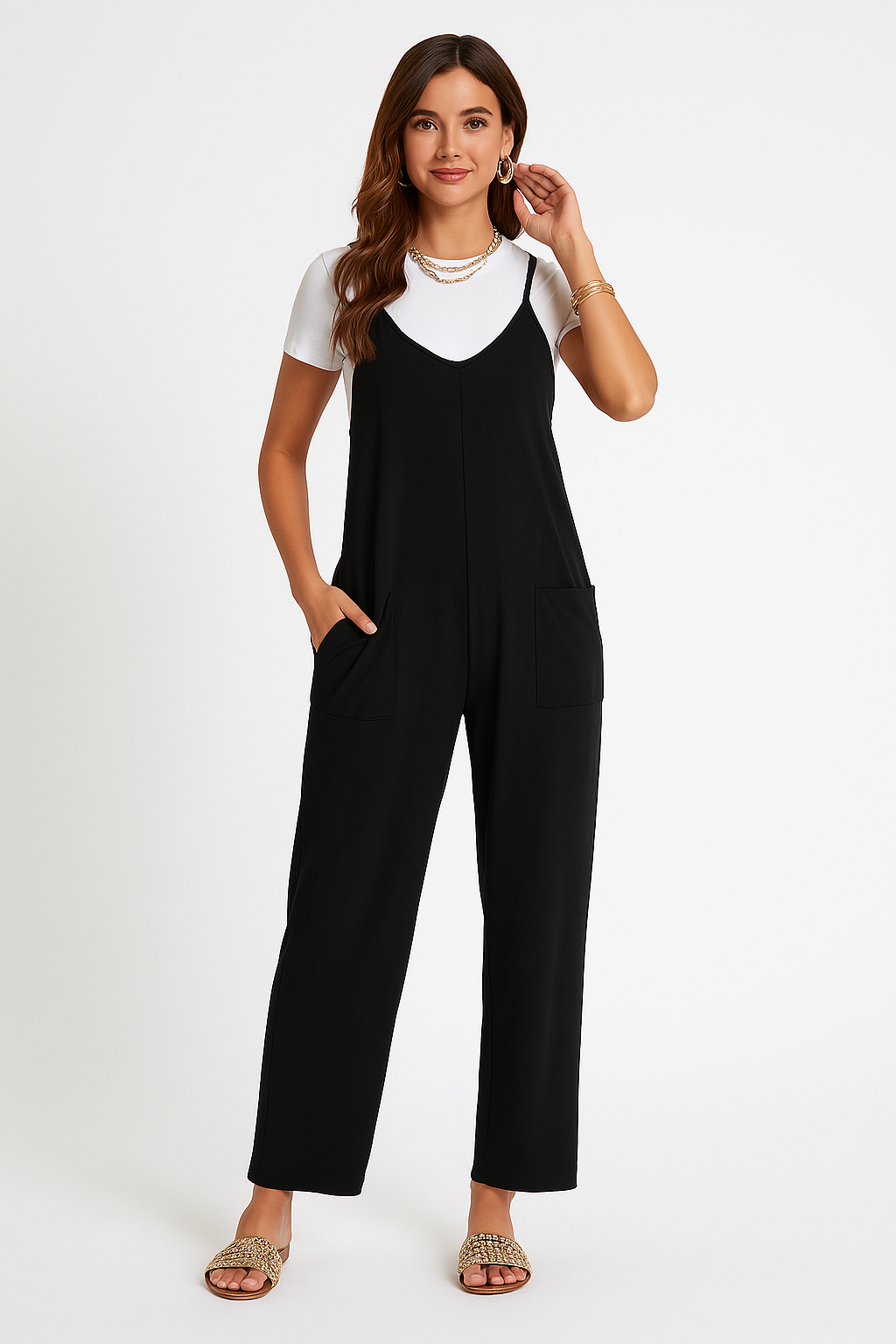 Relaxed Wide-Leg Lightweight Cotton Jumpsuit