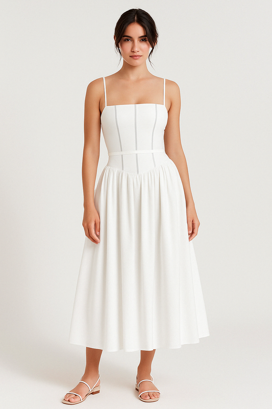 Slim Fit Square Neck Midi Dress