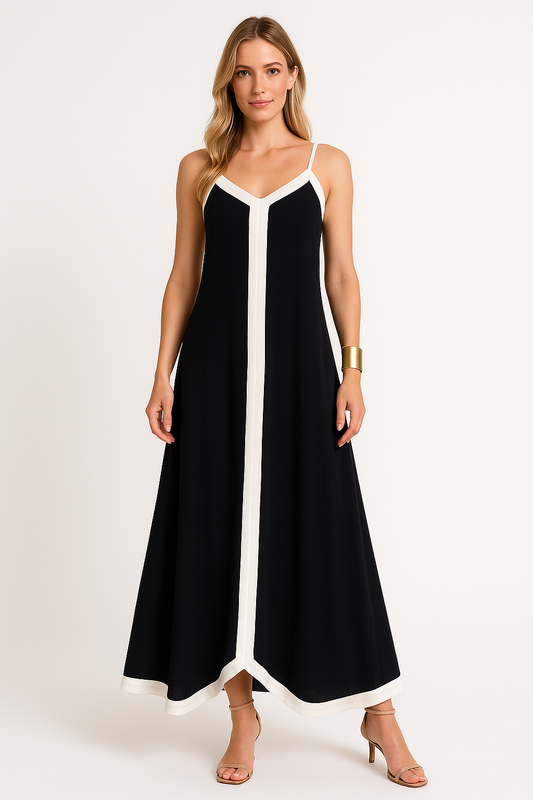 Lightweight Loose Fit Maxi Dress with Trim