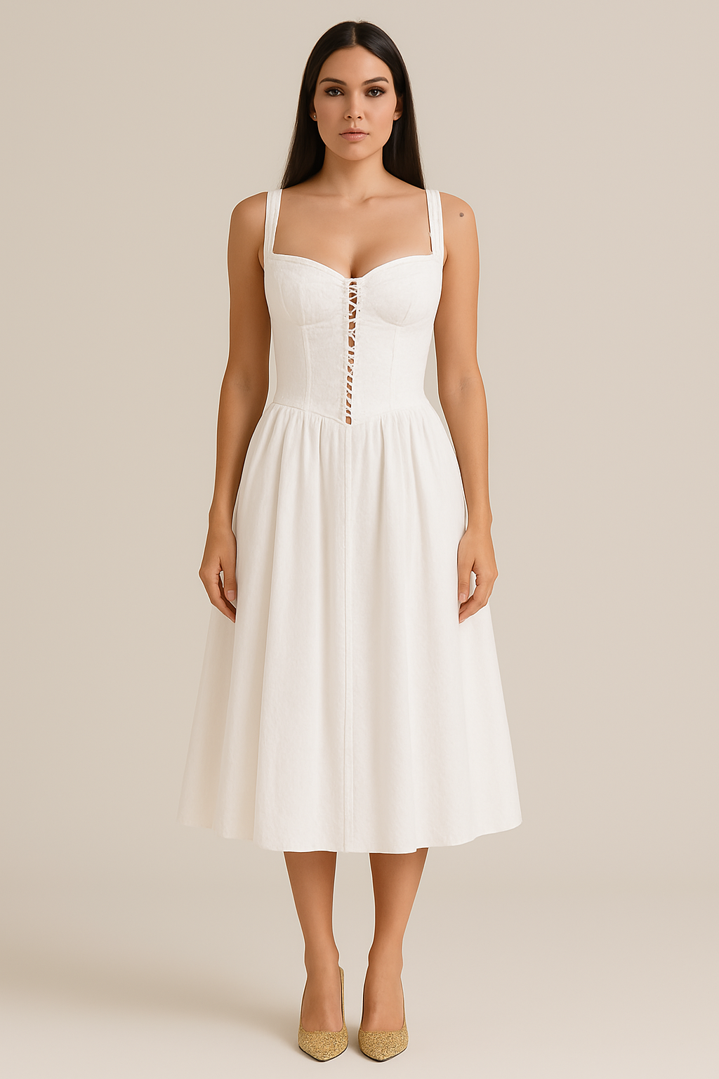 Lace Detail Off-Shoulder Midi Dress