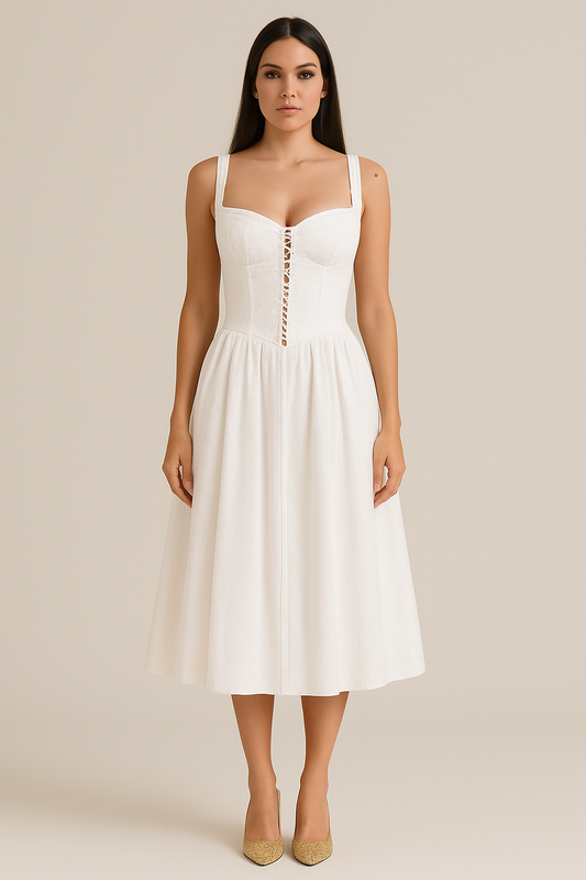 Lace Detail Off-Shoulder Midi Dress