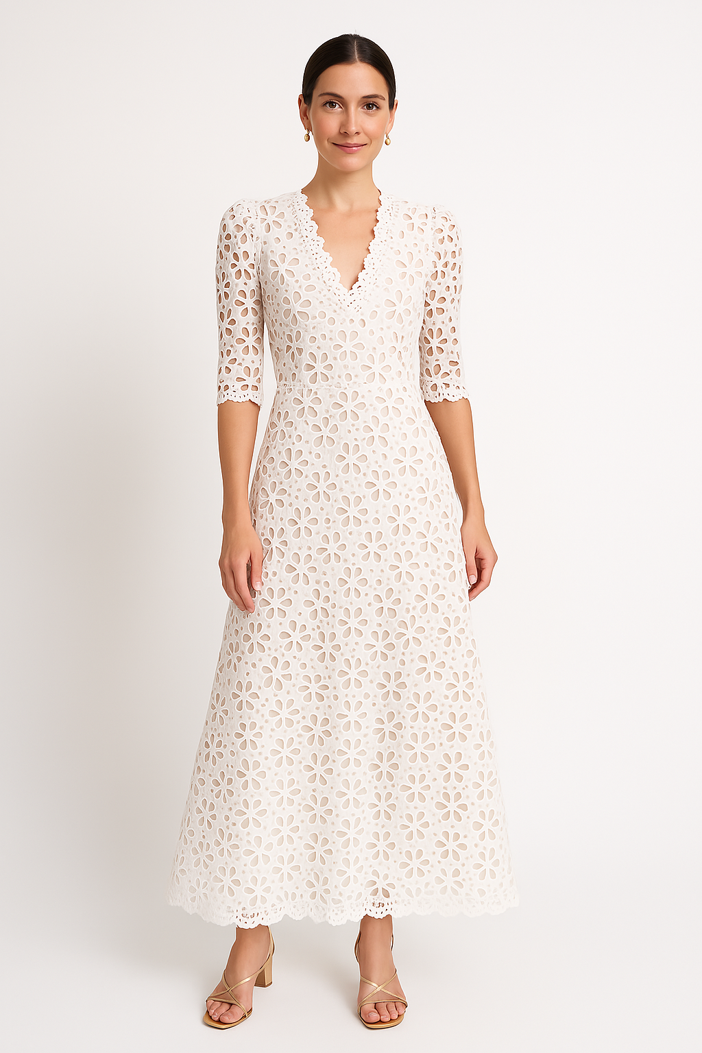 Lace Floral A-Line Fit Maxi Dress