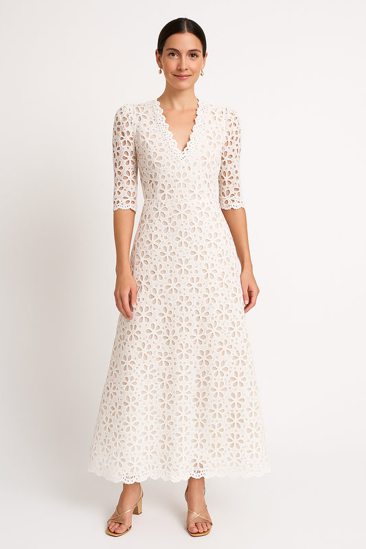 Lace Floral A-Line Fit Maxi Dress