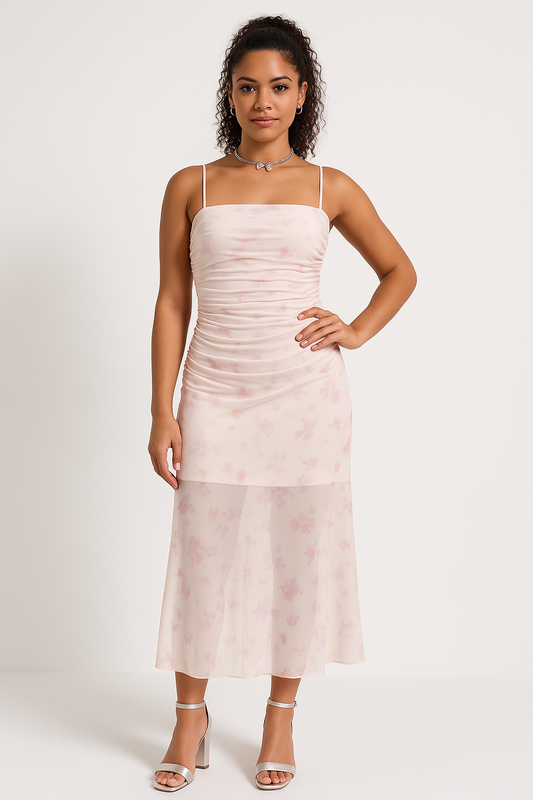 Slim Fit Ruching Bodice Maxi Dress