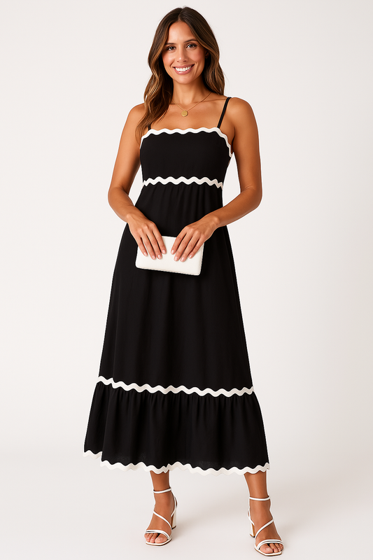Lightweight Cotton A-Line Maxi Dress With Straps
