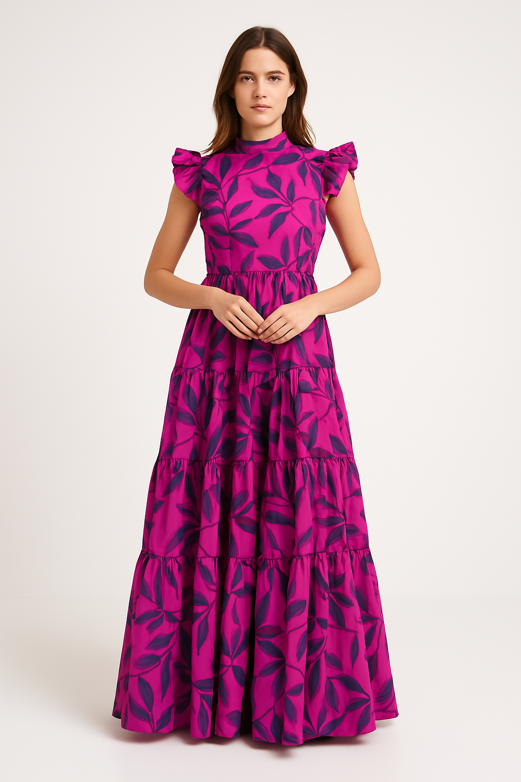 Bold Print Fit and Flare Maxi Dress