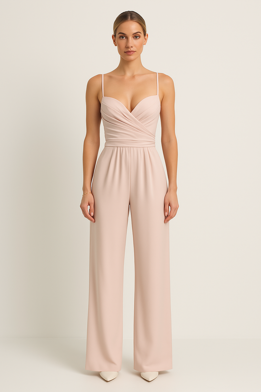 Satin Finish Sweetheart Neckline Jumpsuit