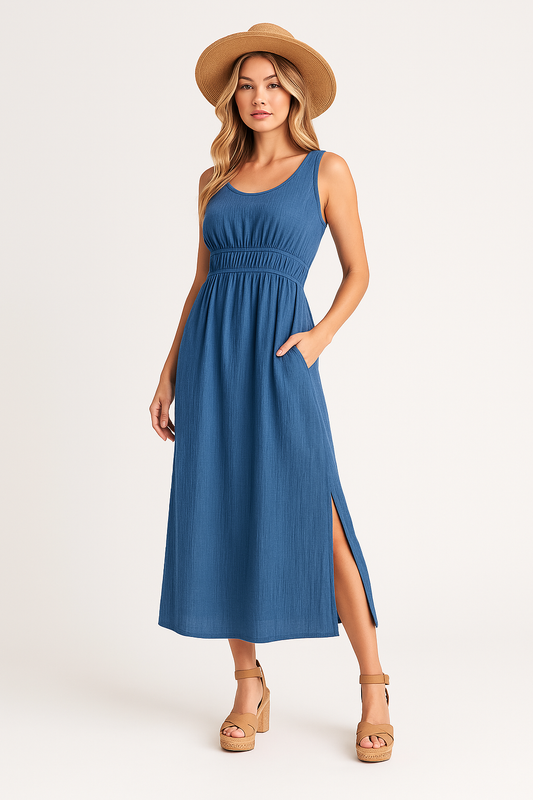 Relaxed Fit Sleeveless A-Line Dress