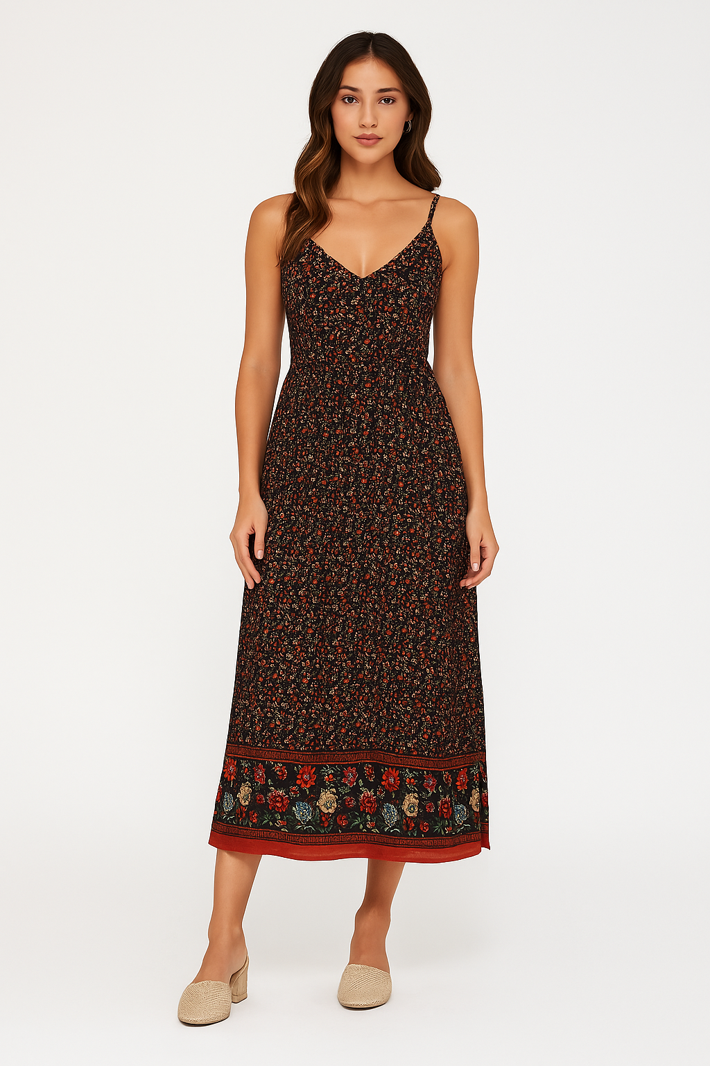Floral Print Strappy Boho Maxi Dress