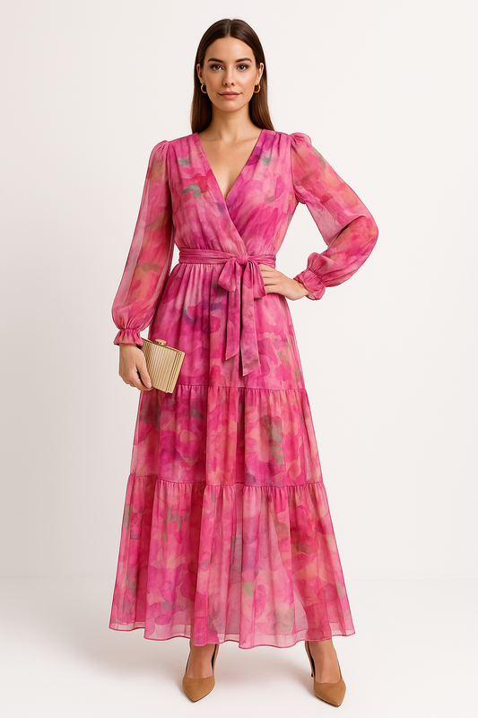 Belted Flowy Lightweight Tiered Dress