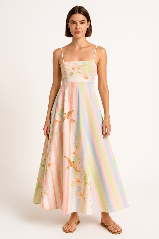 Lightweight Flowy Graffiti Print Maxi Dress