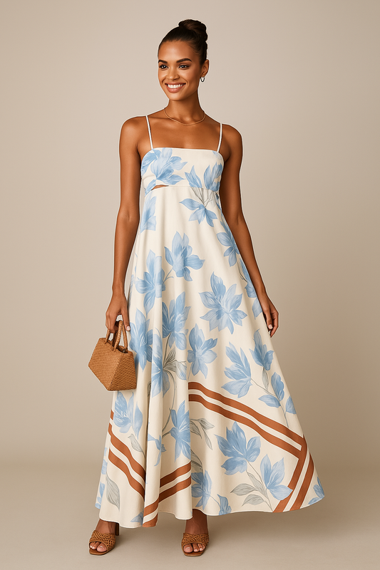 Floral Print Lightweight A-Line Maxi Dress