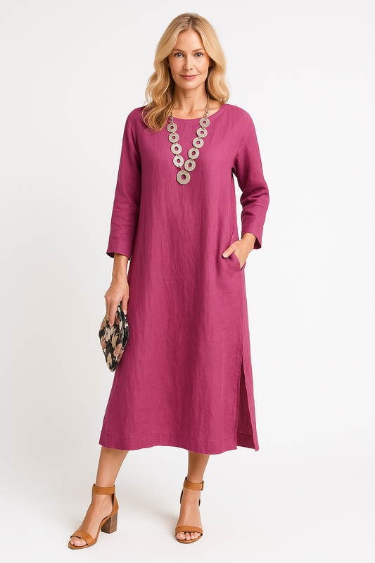 Lightweight Relaxed Fit Midi Shirt Dress