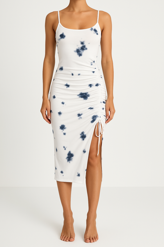 Fitted Stretch Side Slit Midi Dress