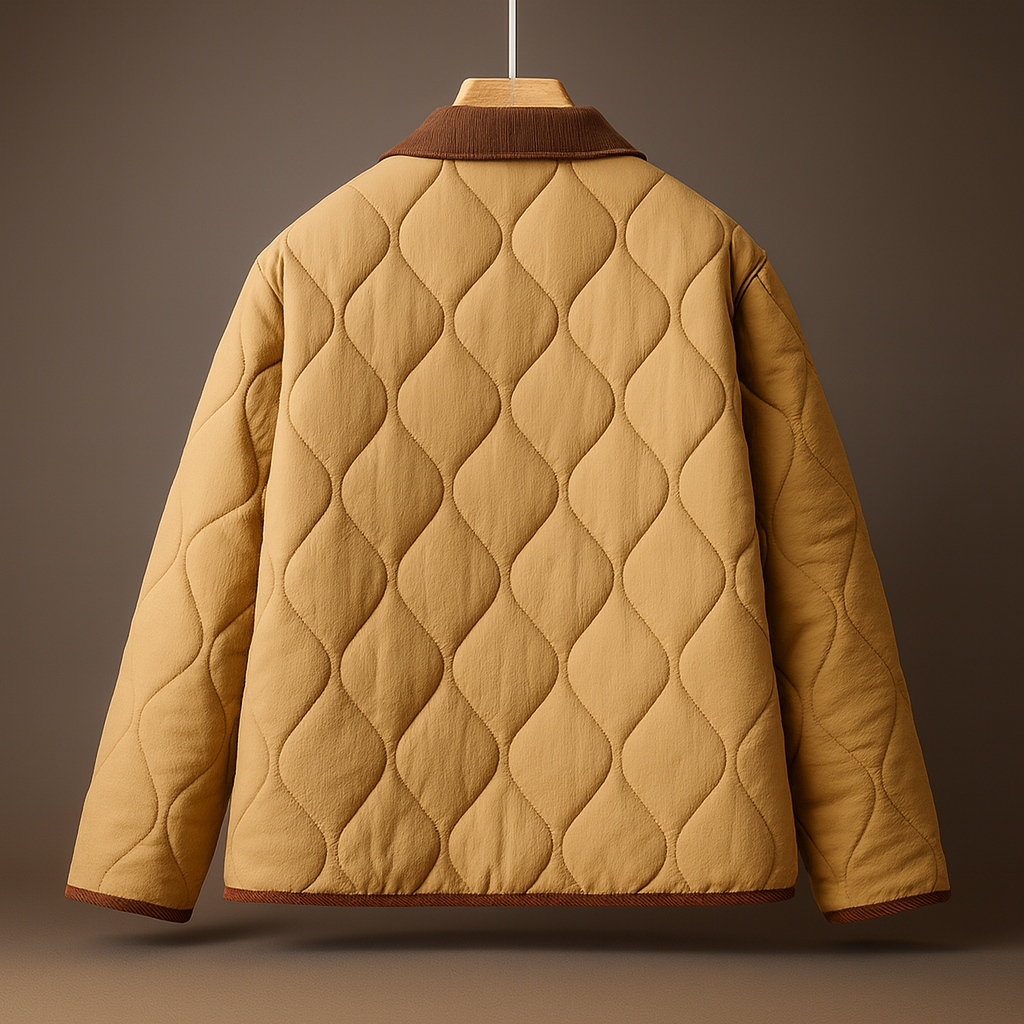 Isla Quilted Jacket | Corduroy Collar Button Front Jacket