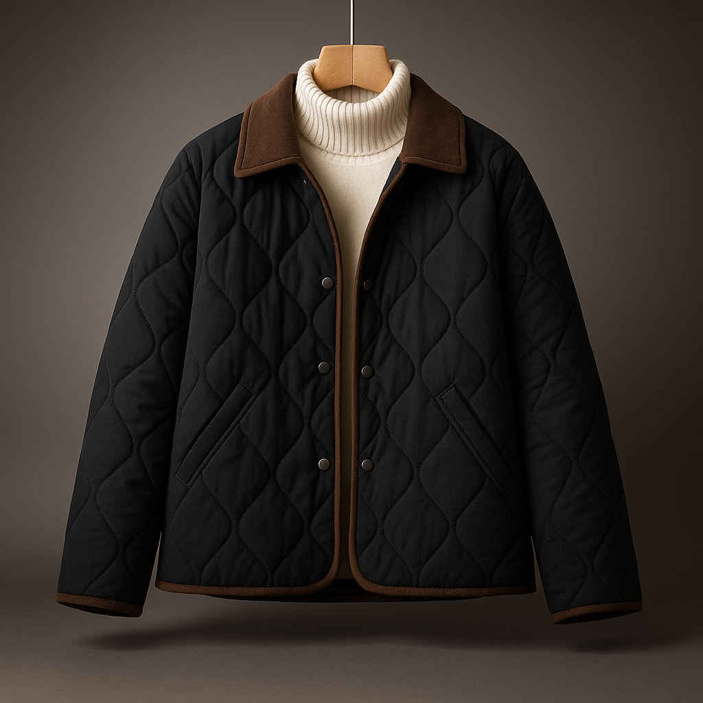 Isla Quilted Jacket | Corduroy Collar Button Front Jacket