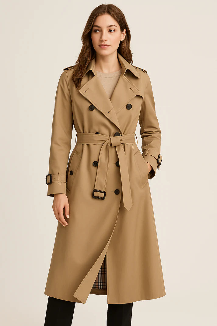 Ladies Trench Coat with Double Button Placket