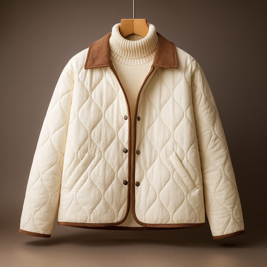 Isla Quilted Jacket | Corduroy Collar Button Front Jacket