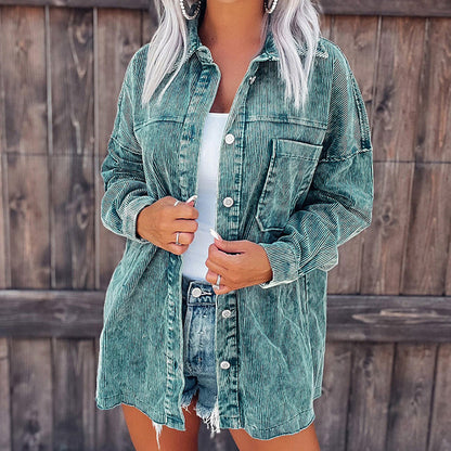 Women's retro corduroy shirt jacket