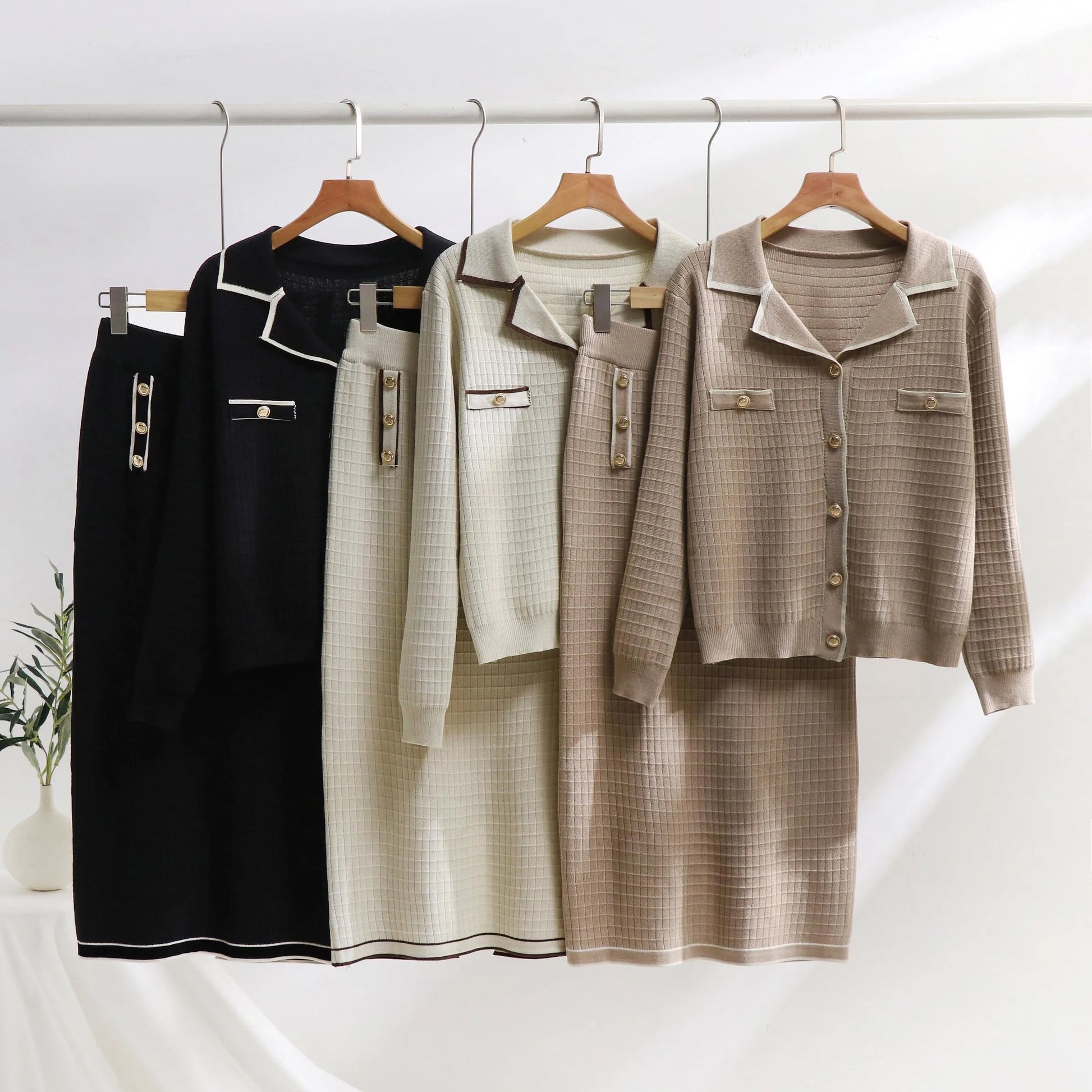 Textured Pattern Two-Piece Knit Set 