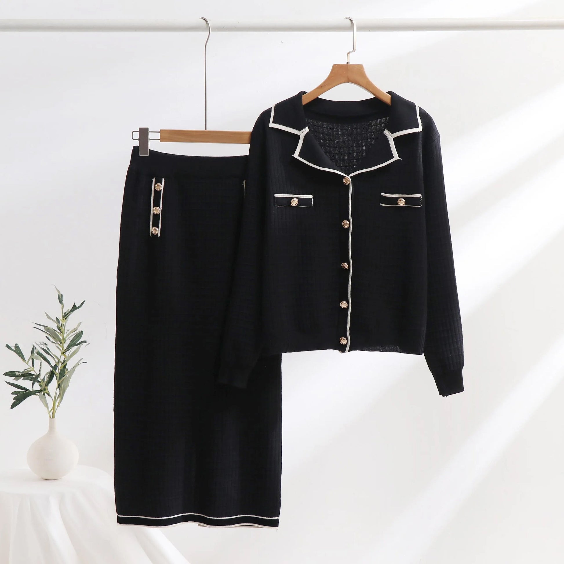 Textured Pattern Two-Piece Knit Set 