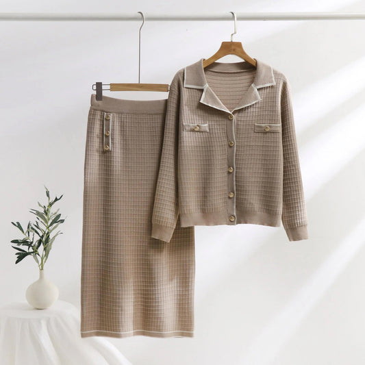 Textured Pattern Two-Piece Knit Set 