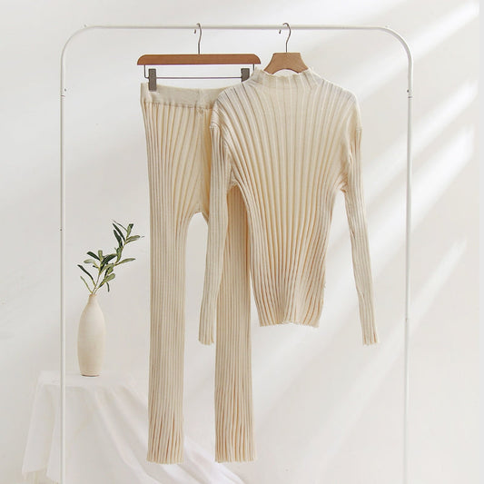 Knitted Bell Bottom Two-Piece Sweater Set