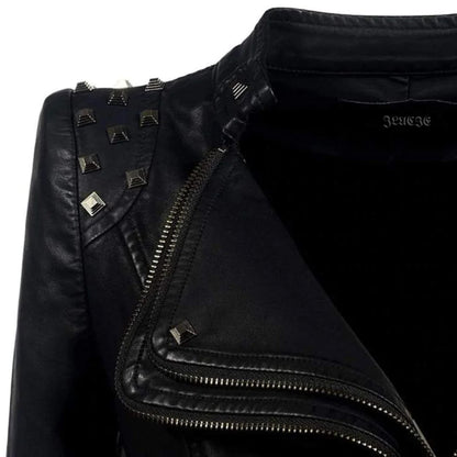 Women's rivet leather jacket