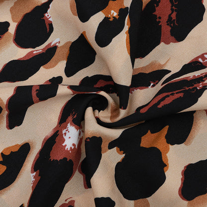Leopard print high waist ripped slit skirt for women