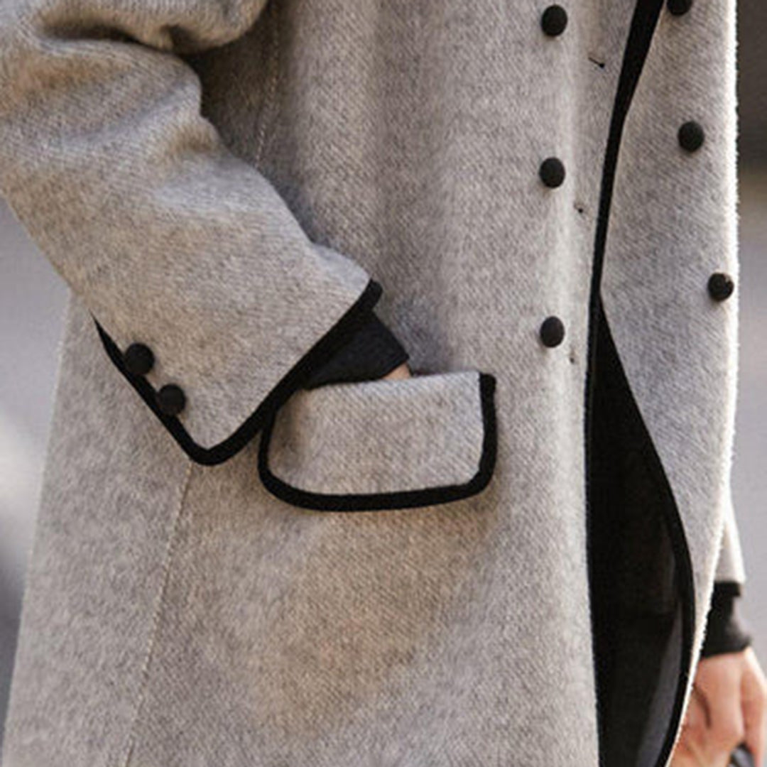 Double-Faced Tweed Contrast Lapel Coat
