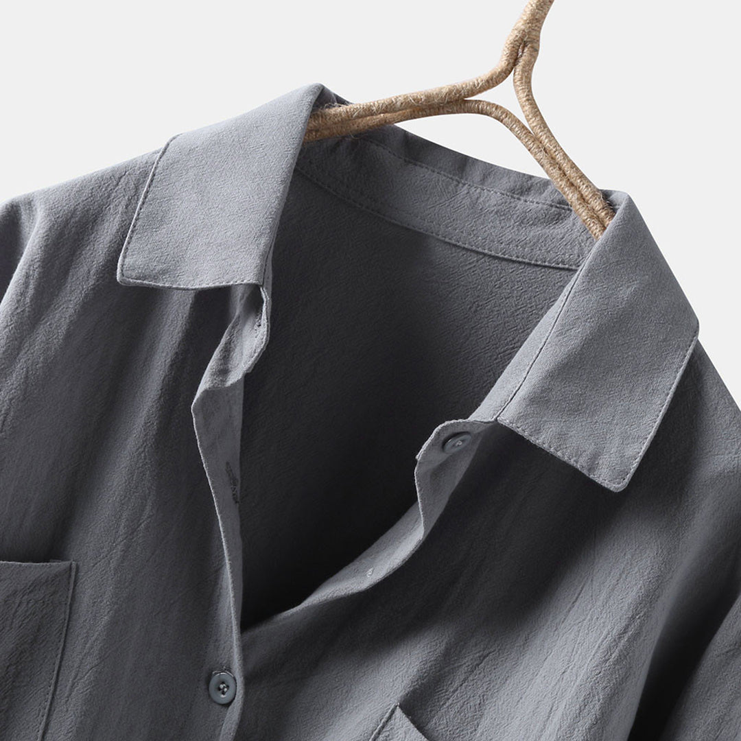 Linen Oversized Button-Up Long Sleeve Shirt