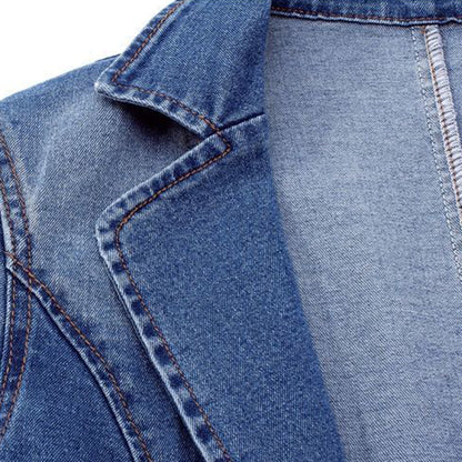 Slim fit solid color denim jacket for women