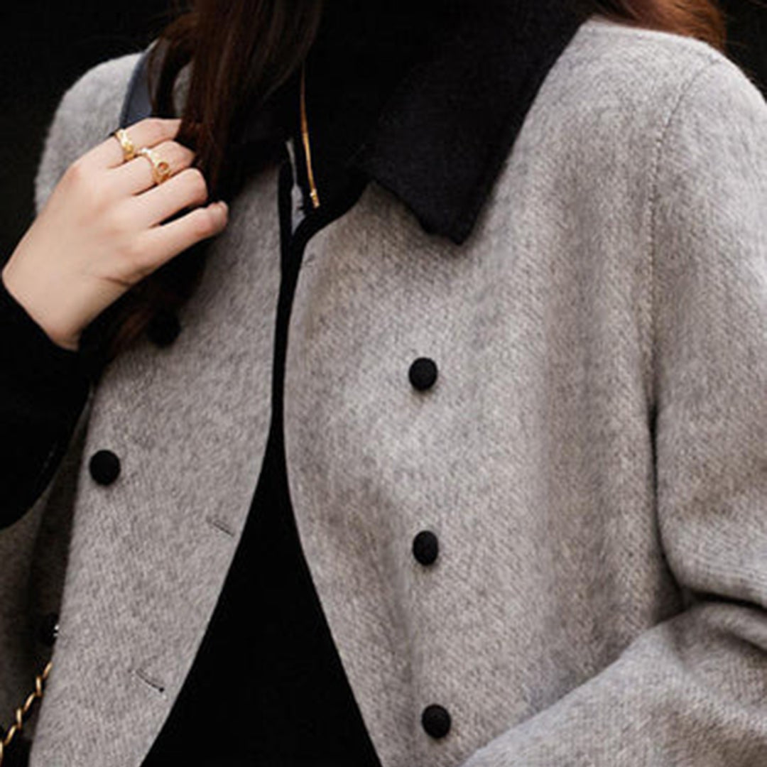 Double-Faced Tweed Contrast Lapel Coat