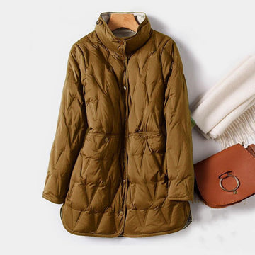 Women's mock snap-button quilted puffer jacket