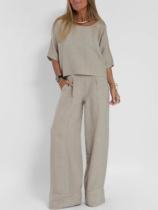 Two-Piece Oversized Wide-Leg Pant Set