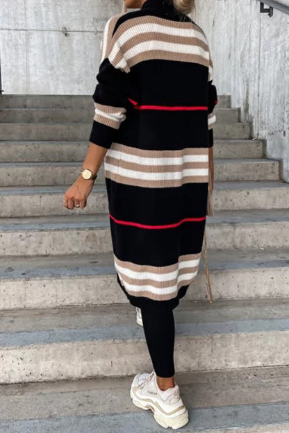 Women's striped open front cardigan