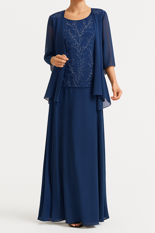 Embellished Luxury Fabric Sheath Dress with Jacket