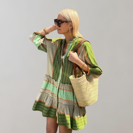 Flowy Ruffled Lightweight Bohemian Mini Dress