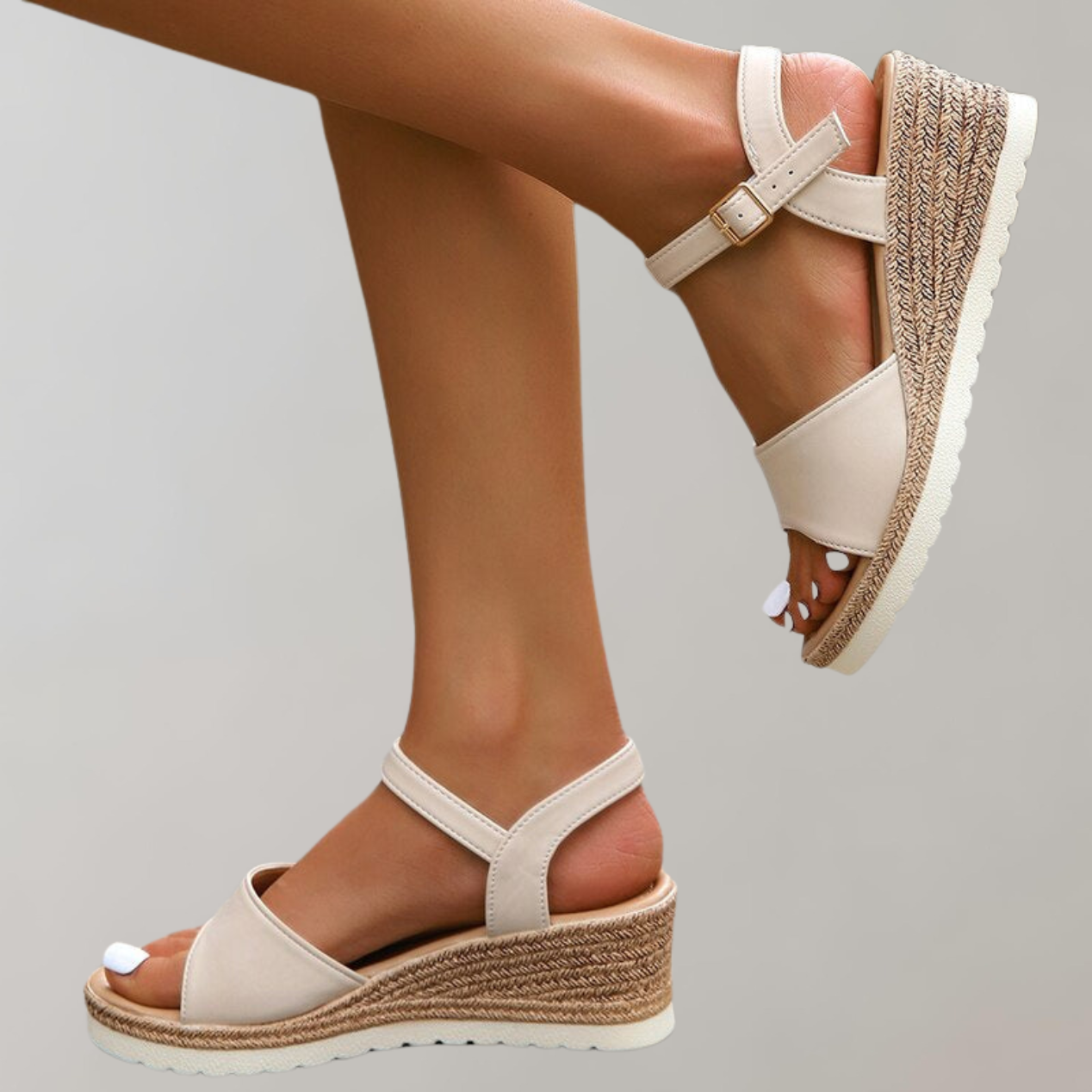 Woven Sole Adjustable Platform Sandals 