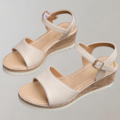 Women’s Platform Sandals – Open Toe – Woven Sole – Adjustable Strap – Casual Fit