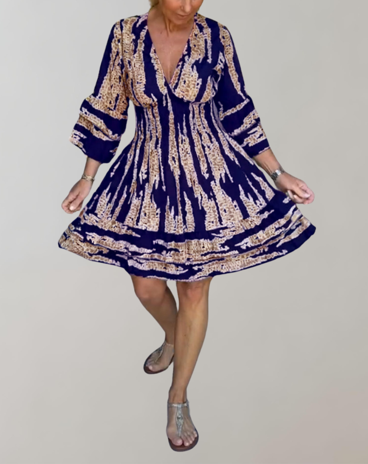 Flowy Balloon Sleeve A-Line Dress