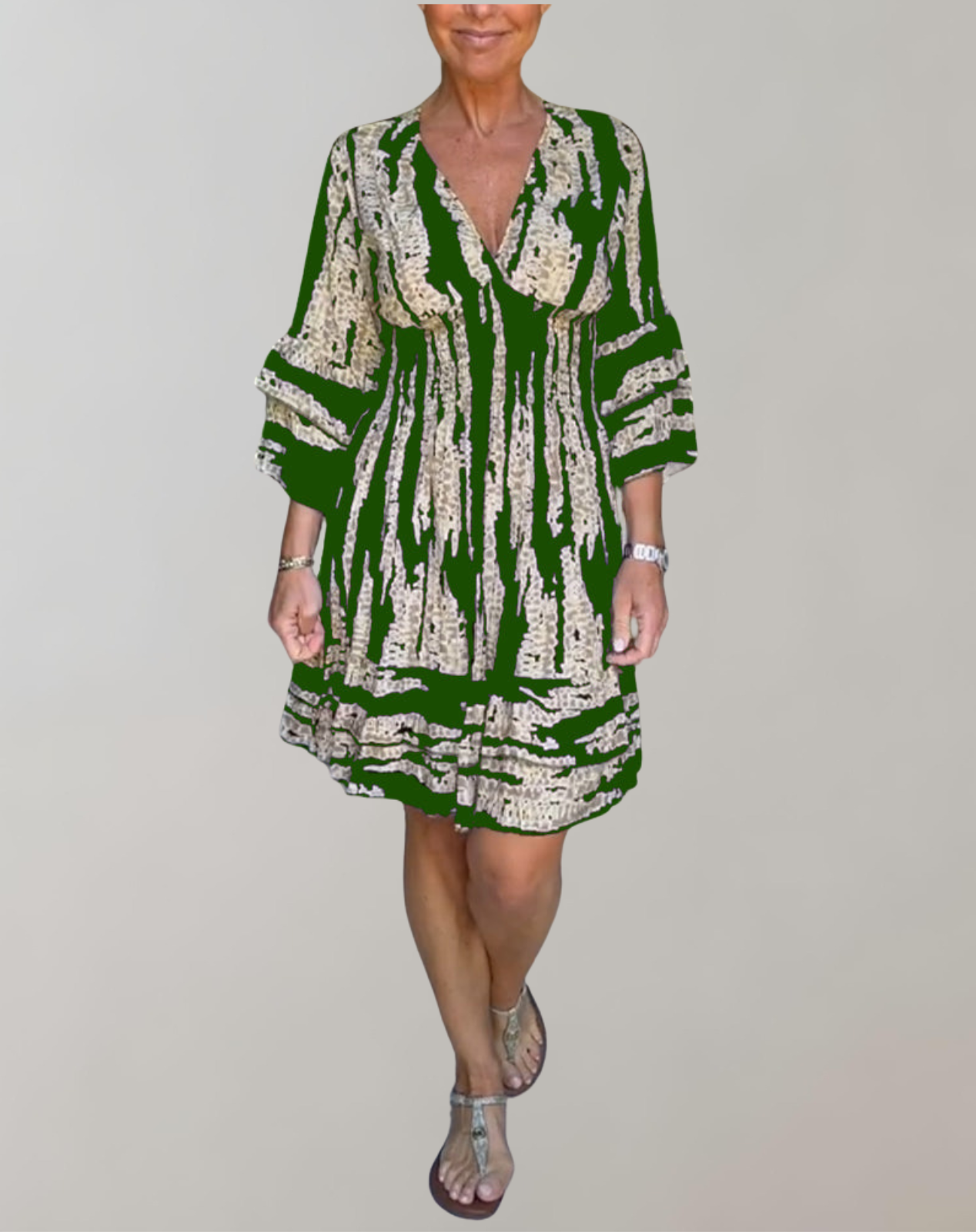 Flowy Balloon Sleeve A-Line Dress