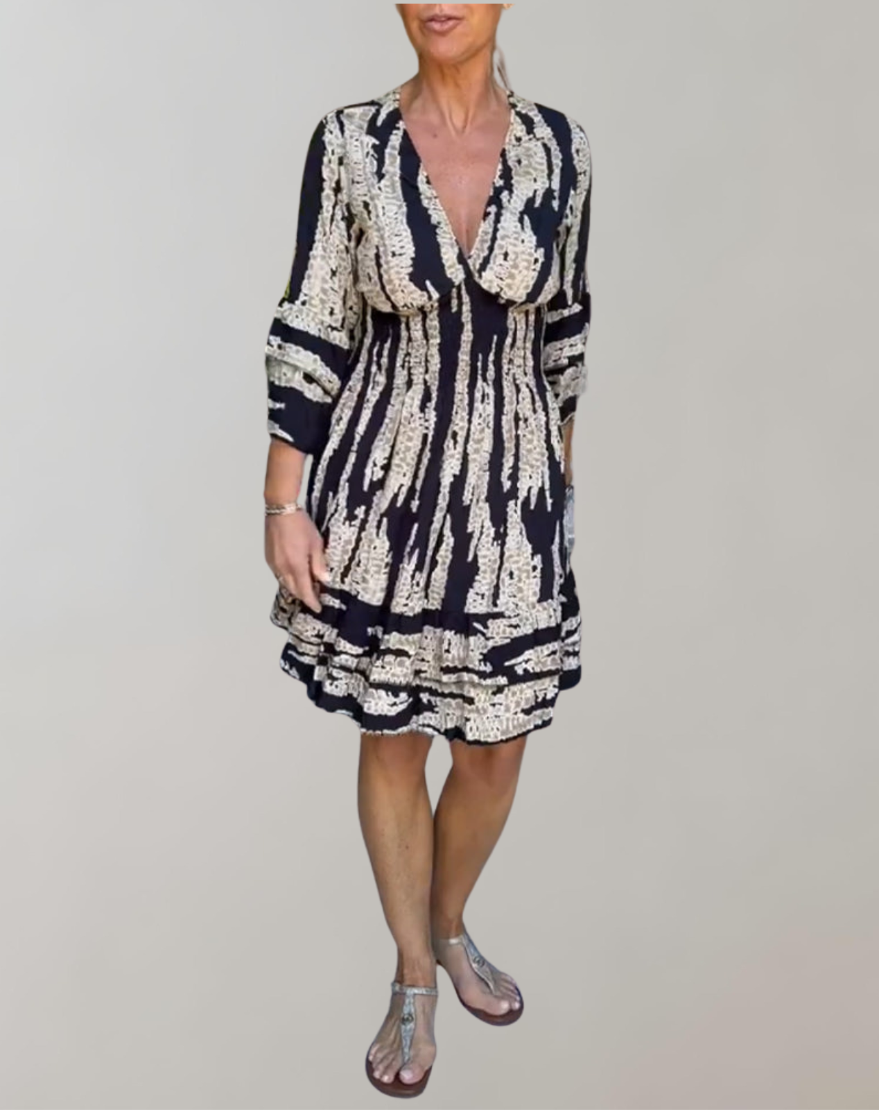 Flowy Balloon Sleeve A-Line Dress
