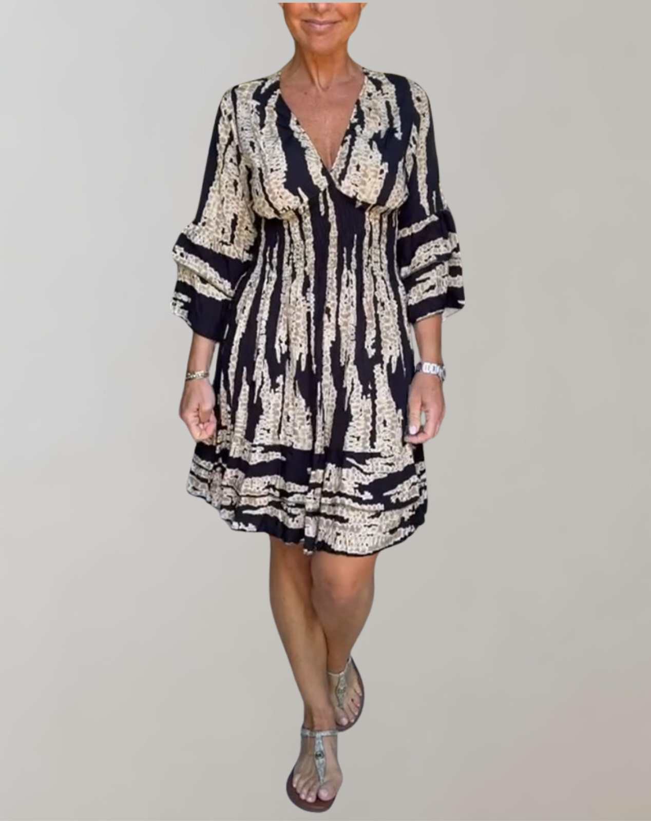 Flowy Balloon Sleeve A-Line Dress