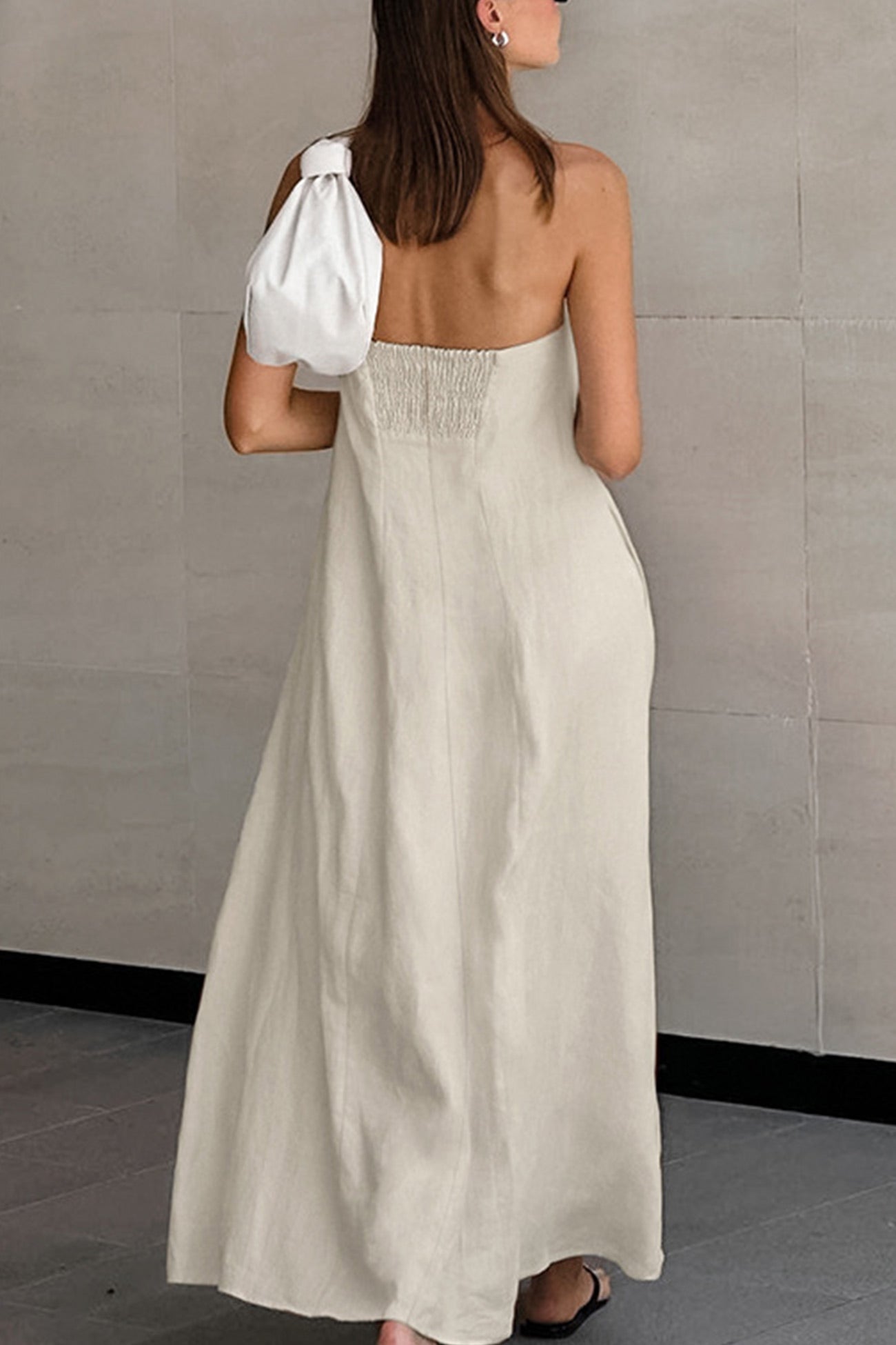 Women's Strapless Maxi Dress - Lightweight Cotton Linen - Flowy Elegant Long Dress