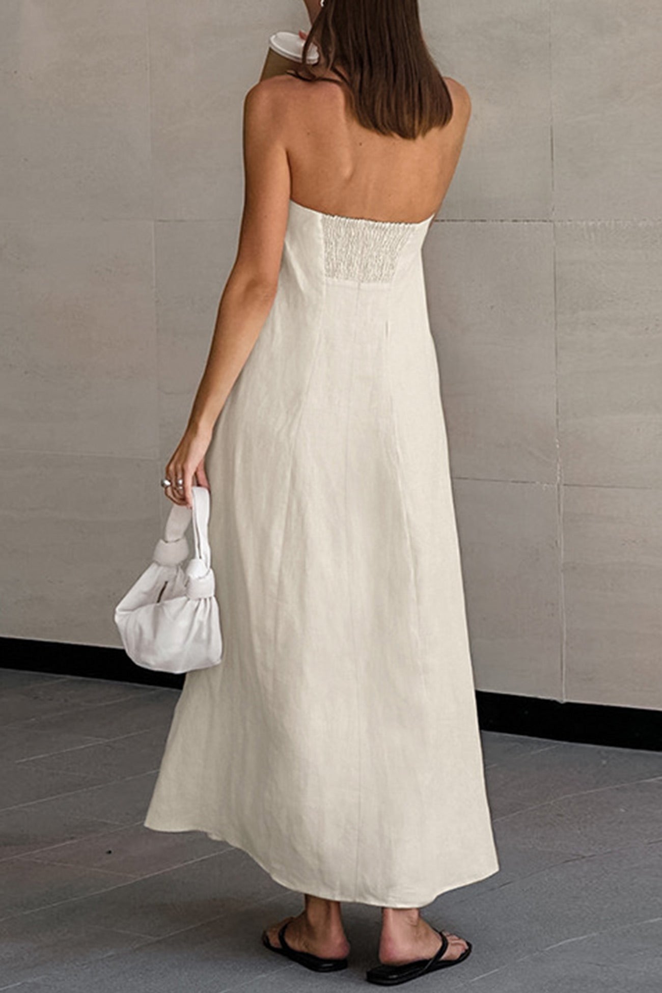 Women's Strapless Maxi Dress - Lightweight Cotton Linen - Flowy Elegant Long Dress